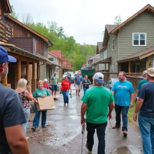 Residents in Boone, North Carolina collaborating on recovery efforts post-Hurricane Helene