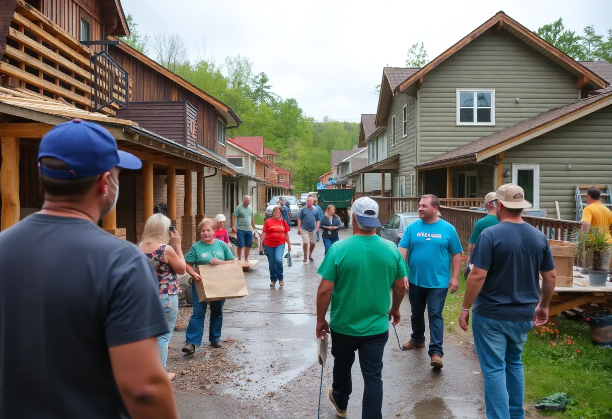 Residents in Boone, North Carolina collaborating on recovery efforts post-Hurricane Helene