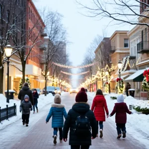 A snowy landscape in Charleston during the winter storm.