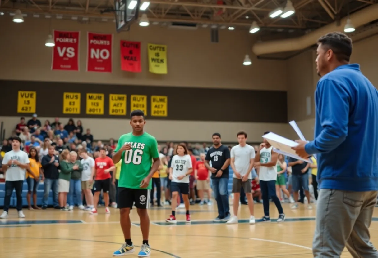 Community members participating in voting for local athletes.