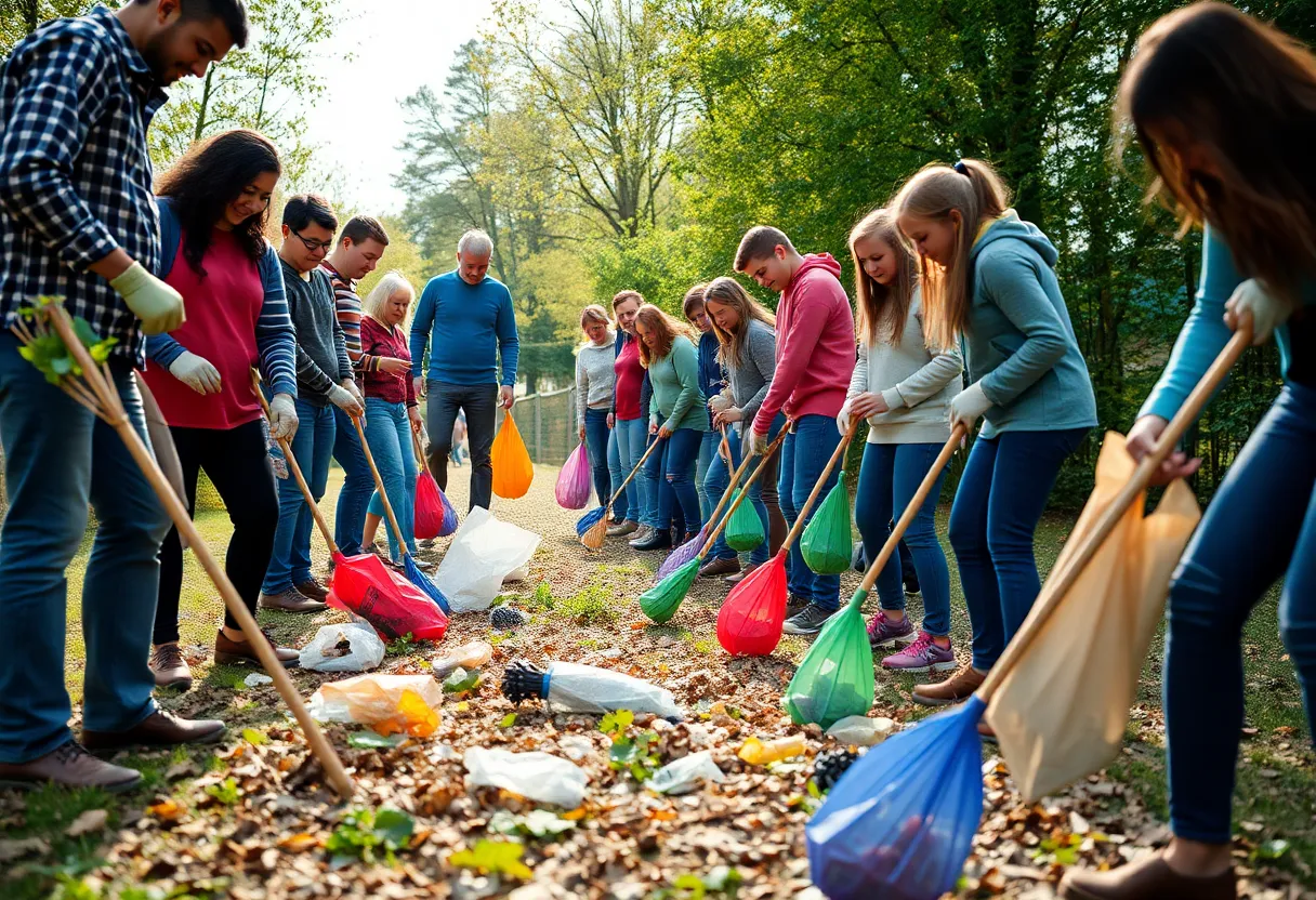 Volunteers cleaning up litter in Laurens County