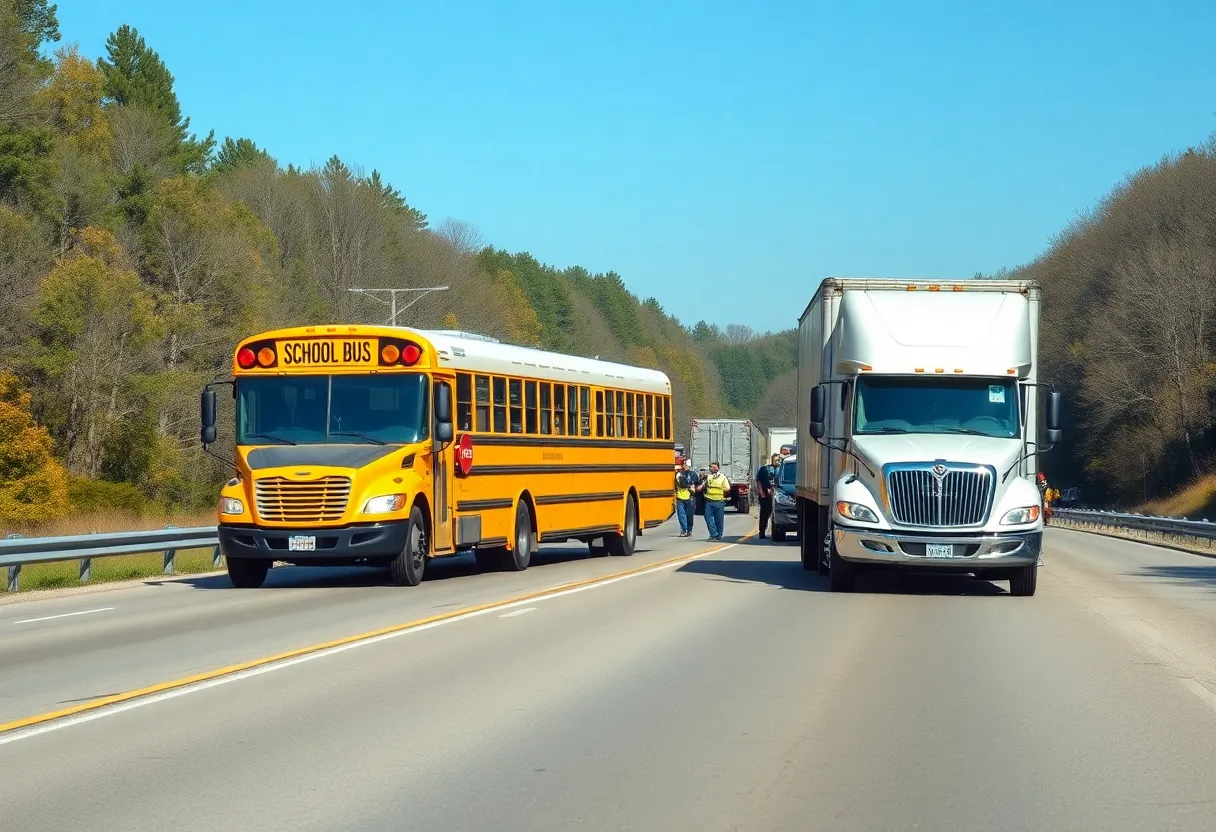 Emergency responders at the scene of a bus crash in Newberry County