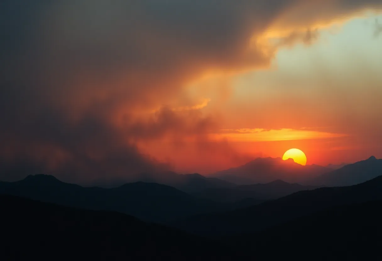 Southern California landscape affected by fire weather.