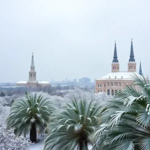 Snow-covered landscape in Southern Louisiana