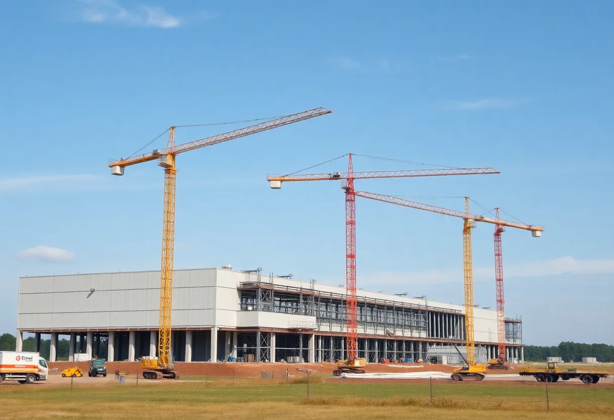 Construction site of Eaton's new manufacturing facility in Union County, South Carolina.