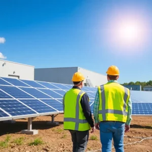 Exterior view of the ES Foundry solar cell manufacturing facility in Greenwood County.