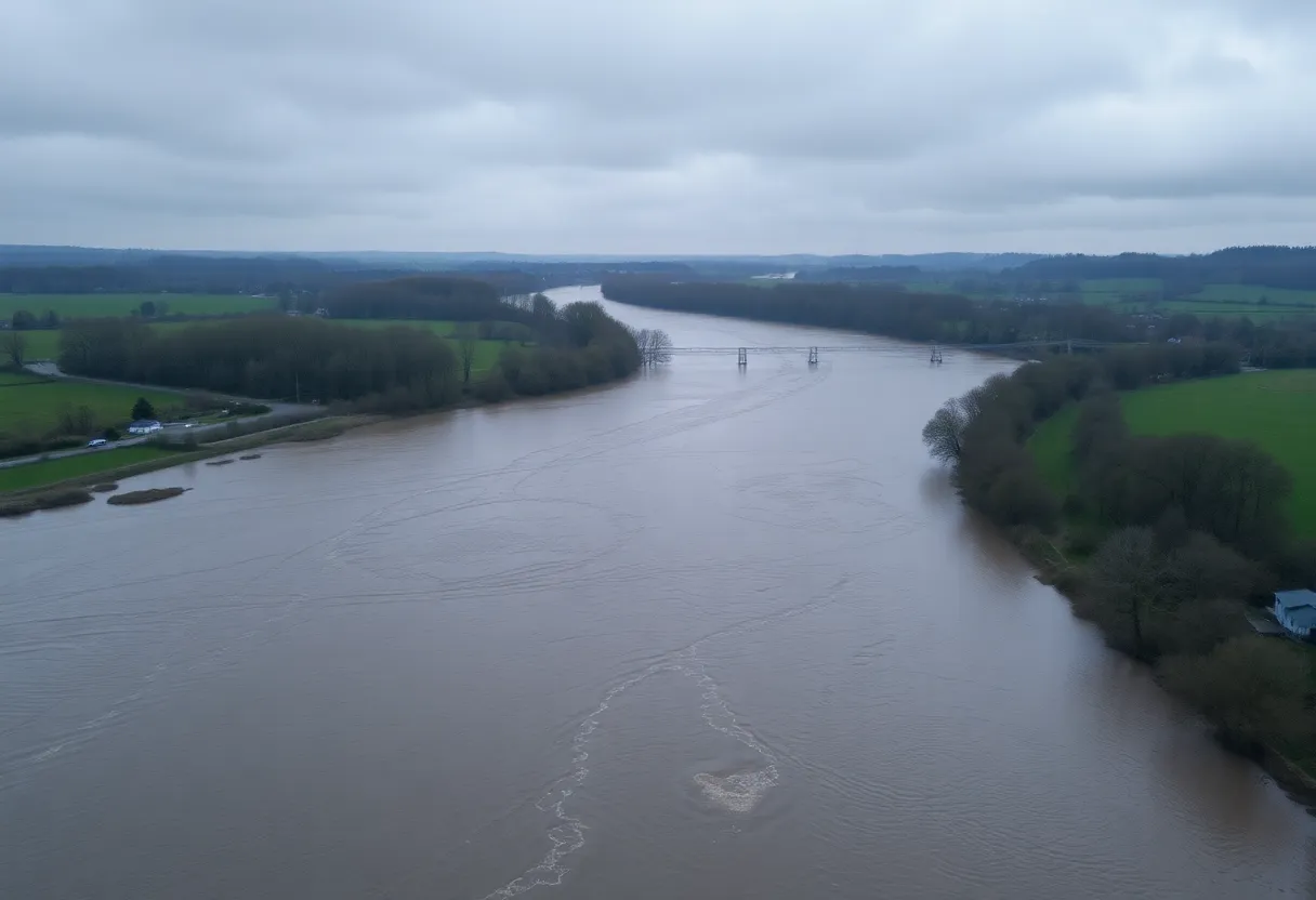 Saluda River under flood warning
