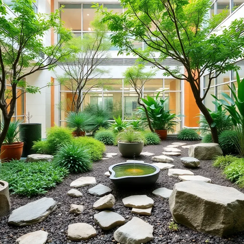 Serene healing garden at Union Medical Center