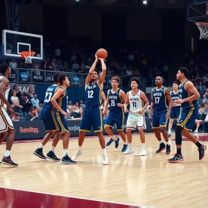 High Point Panthers basketball team playing against Presbyterian College