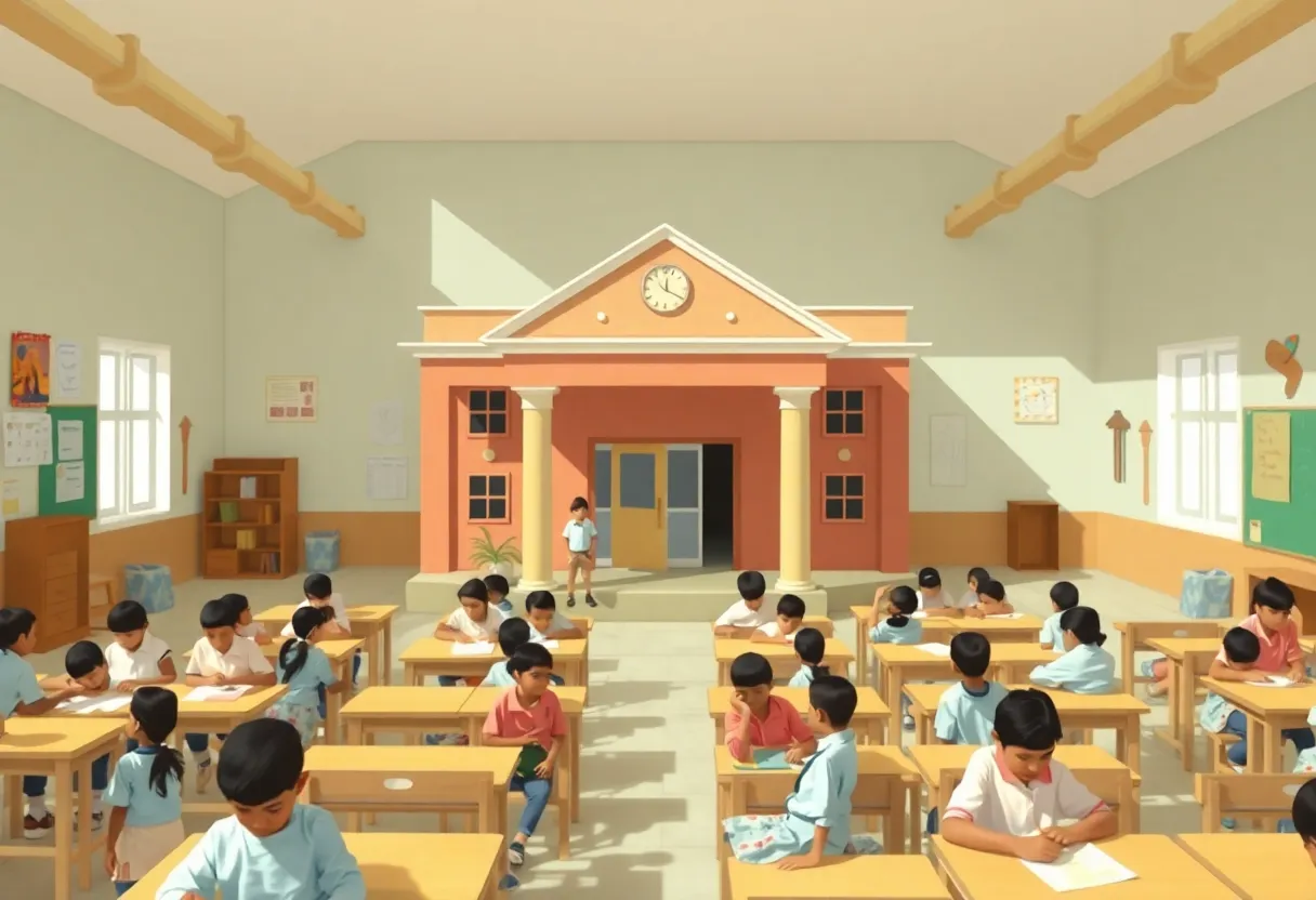 Laurens County School District building with students