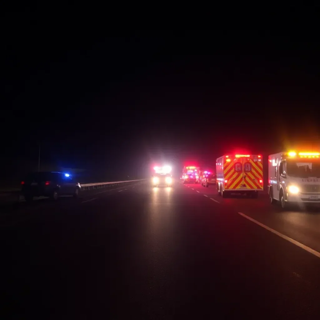 Emergency response at a highway accident scene in Newberry County
