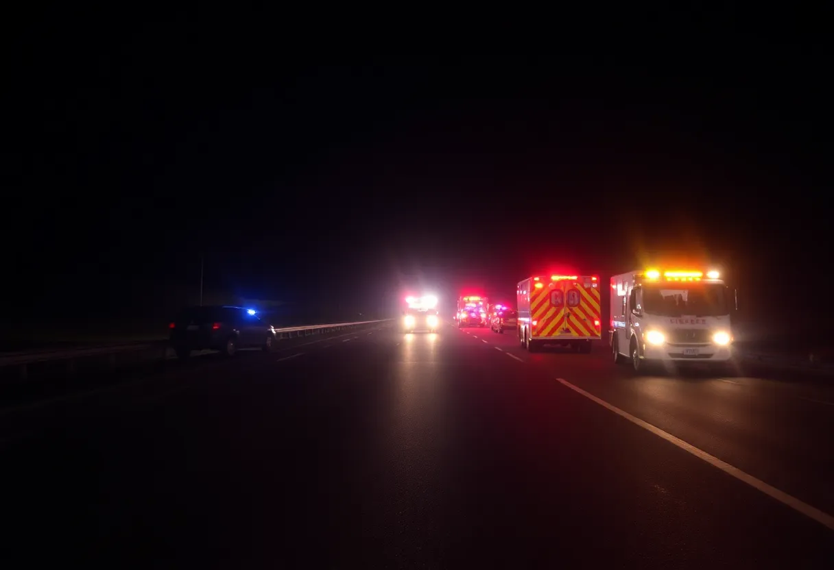 Emergency response at a highway accident scene in Newberry County