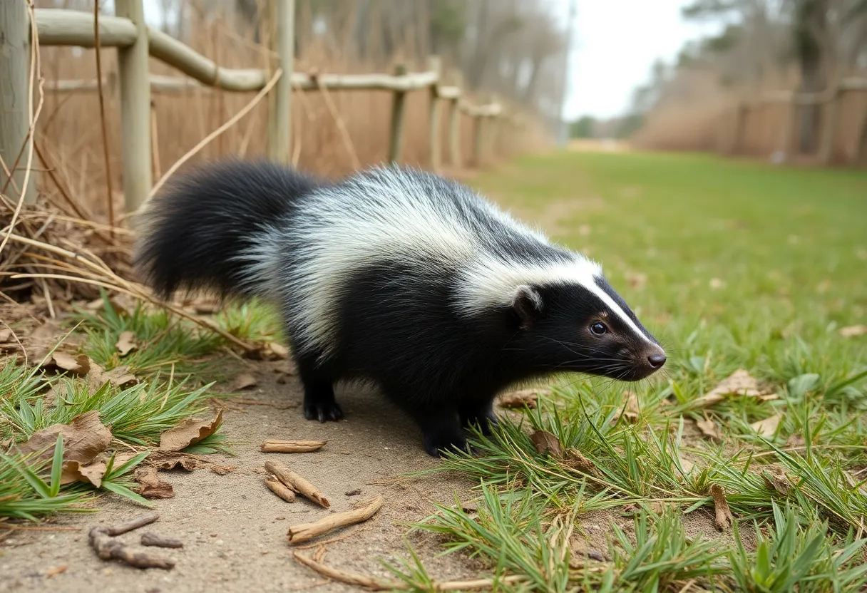 A skunk in Laurens County, South Carolina, representing rabies awareness.