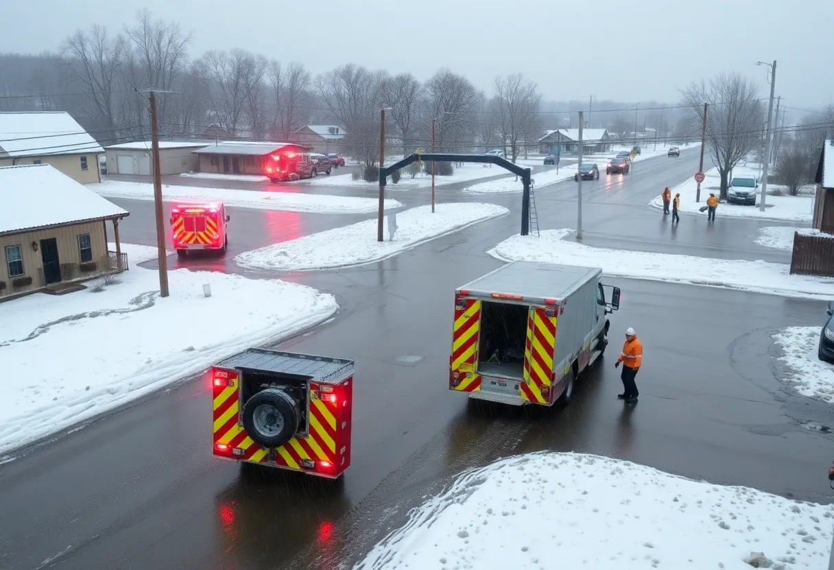 Flooded street in Kentucky due to severe weather