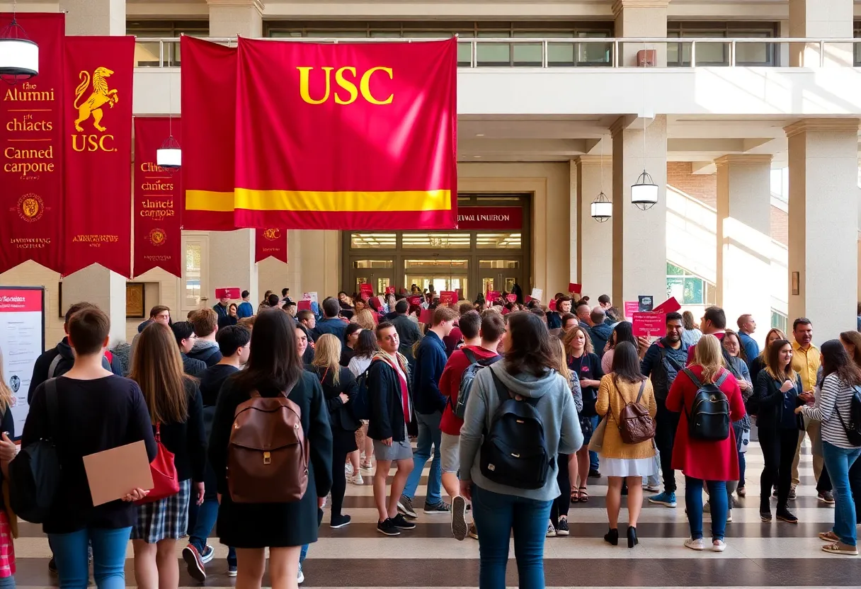 Students celebrating academic achievements at USC Union
