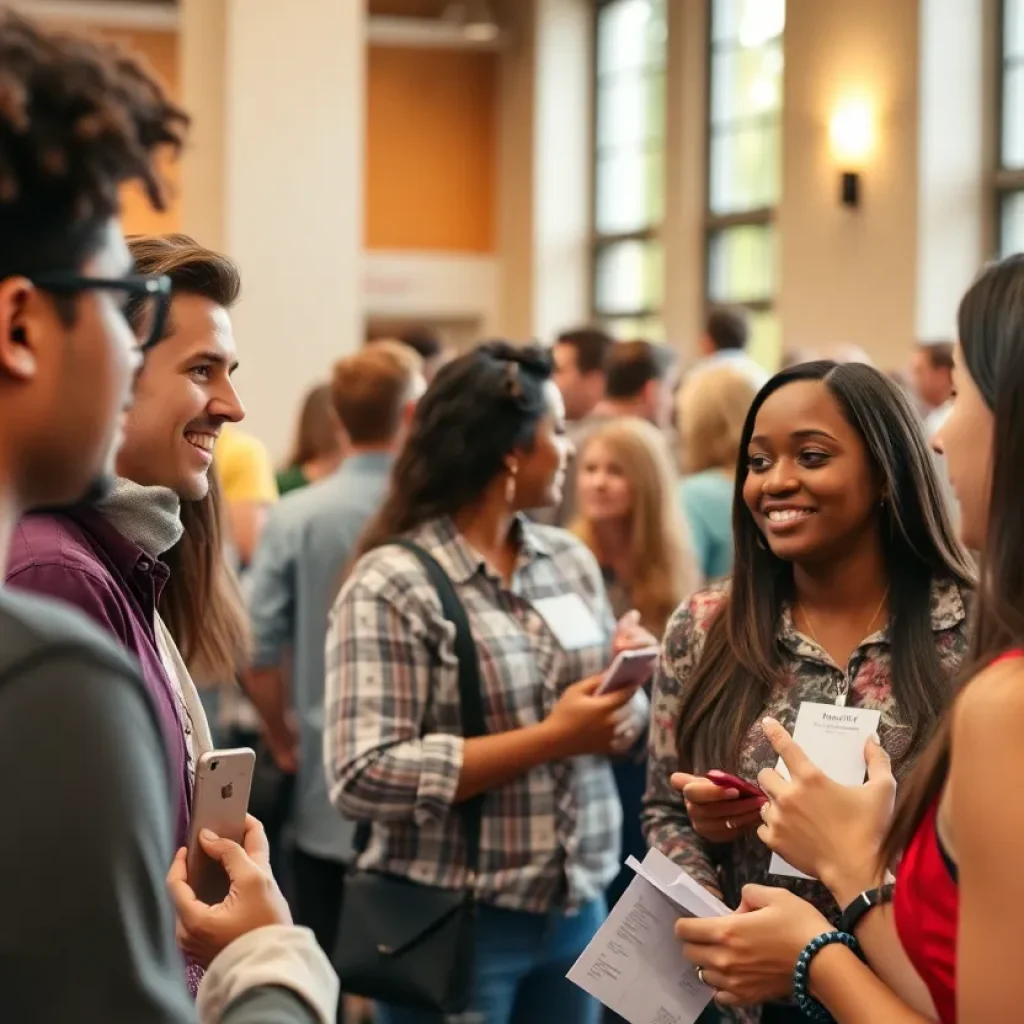 Community members networking at an event hosted by the Laurens Chamber of Commerce.