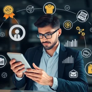 Professional analyzing customer loyalty program data