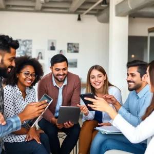 Team collaborating on digital marketing strategies