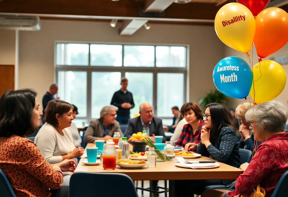 Community members enjoying a breakfast event focused on Disability Awareness.