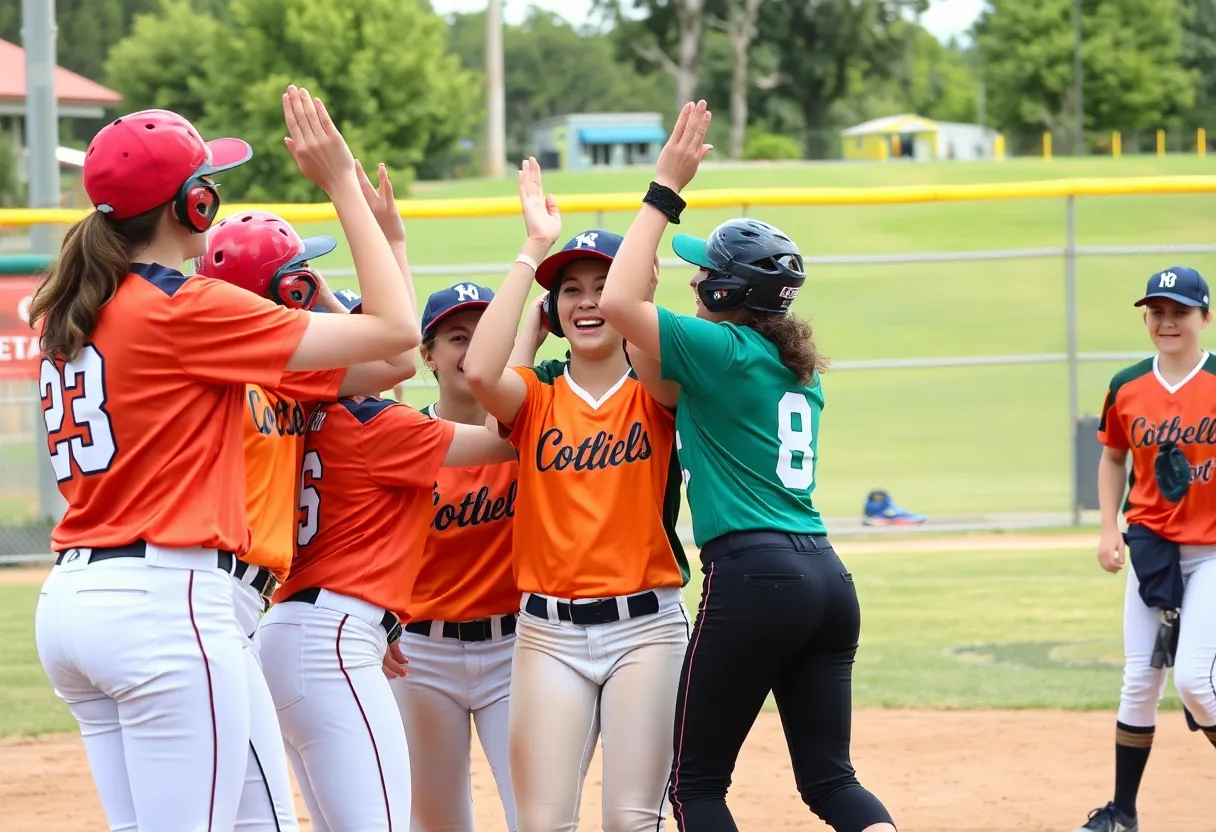 Newberry Wolves Softball team celebrating their victory on the field