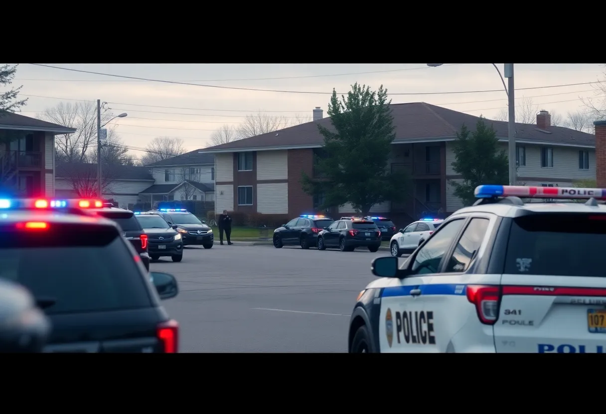 Police vehicles and officers responding to a standoff in Jonesville