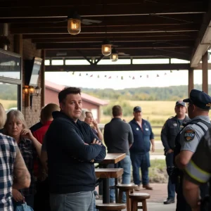 Local bar scene during a police incident