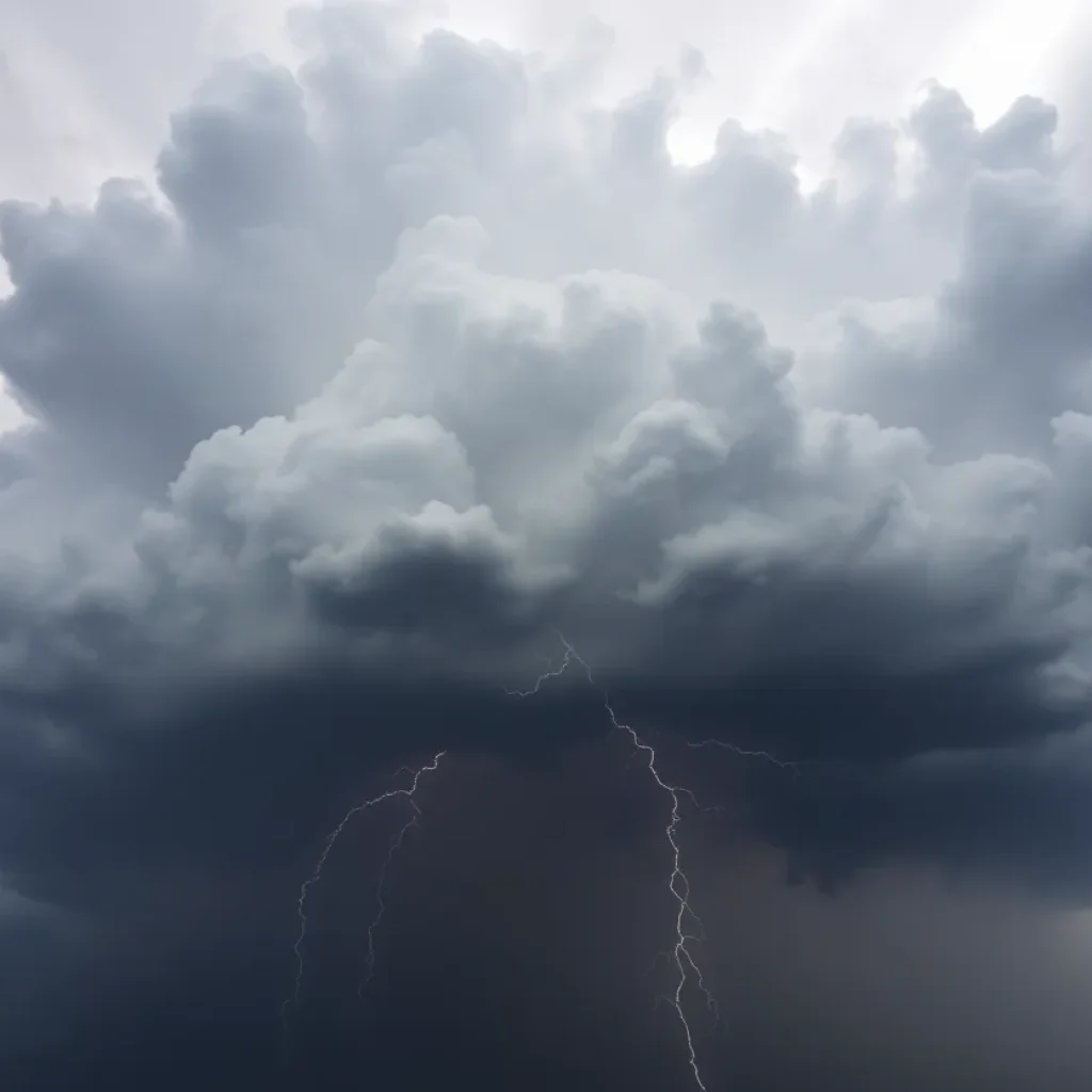 Dramatic storm clouds indicating severe weather approaching Upstate South Carolina