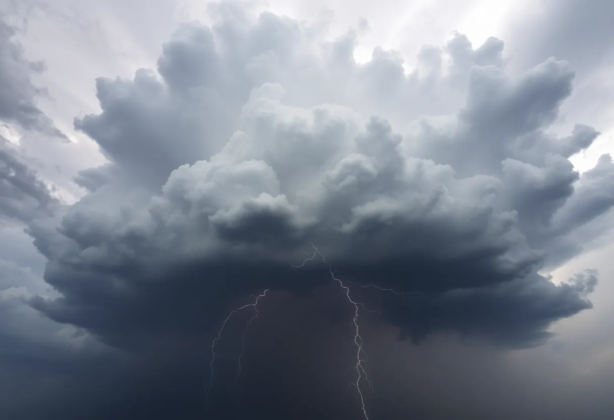 Dramatic storm clouds indicating severe weather approaching Upstate South Carolina