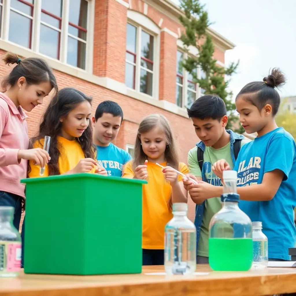 Students participating in science activities at Presbyterian College for the South Carolina Science Olympiad