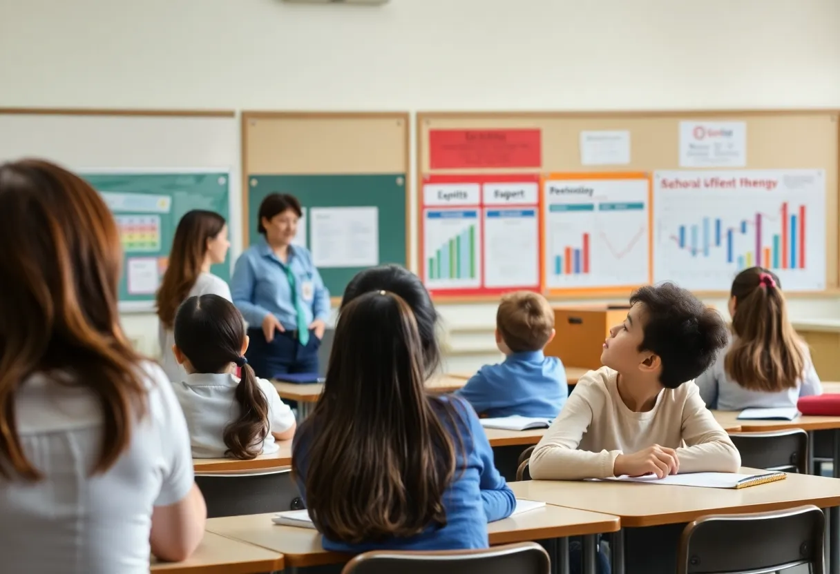 Teachers and students collaborating in a classroom