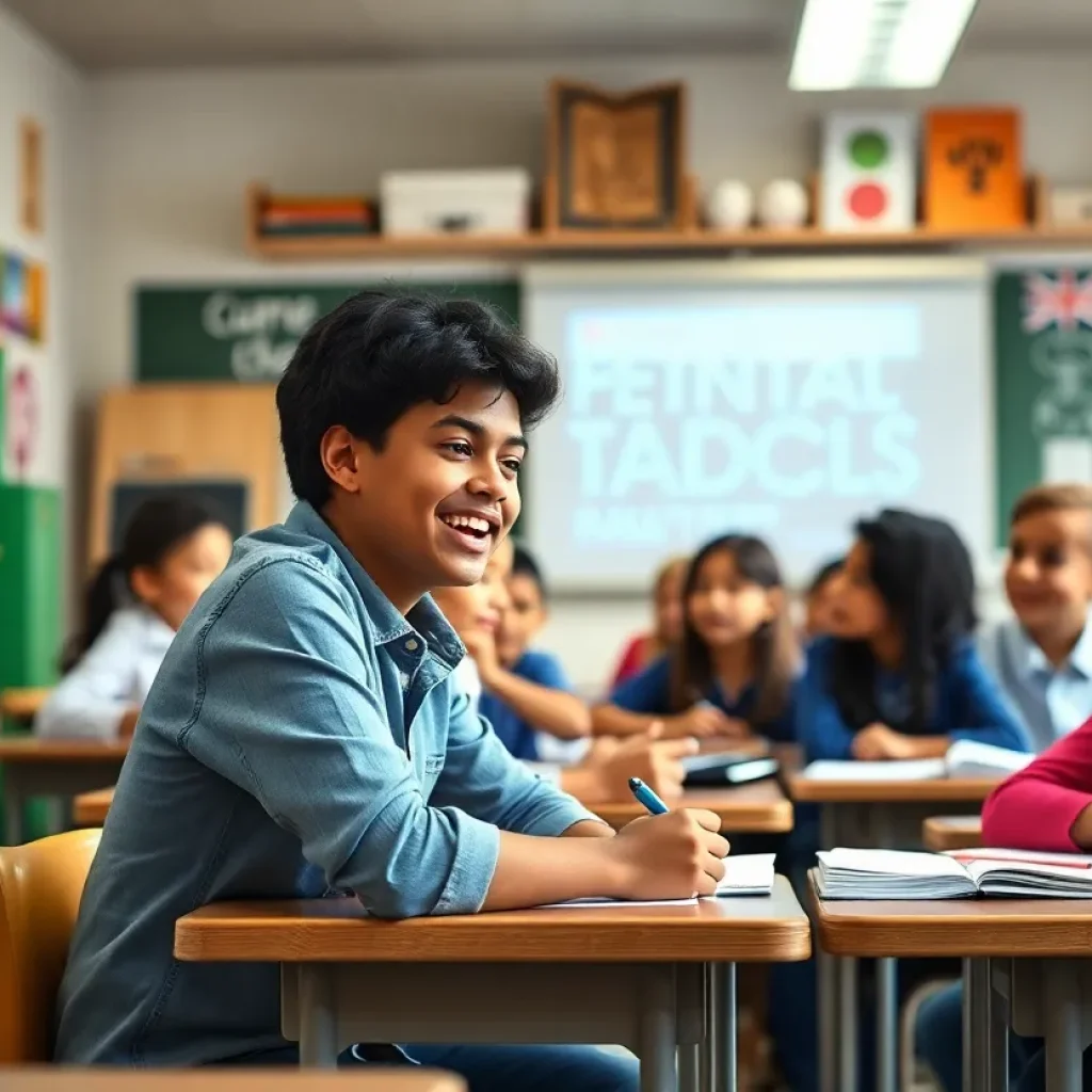 Students engaged in a lively classroom discussion