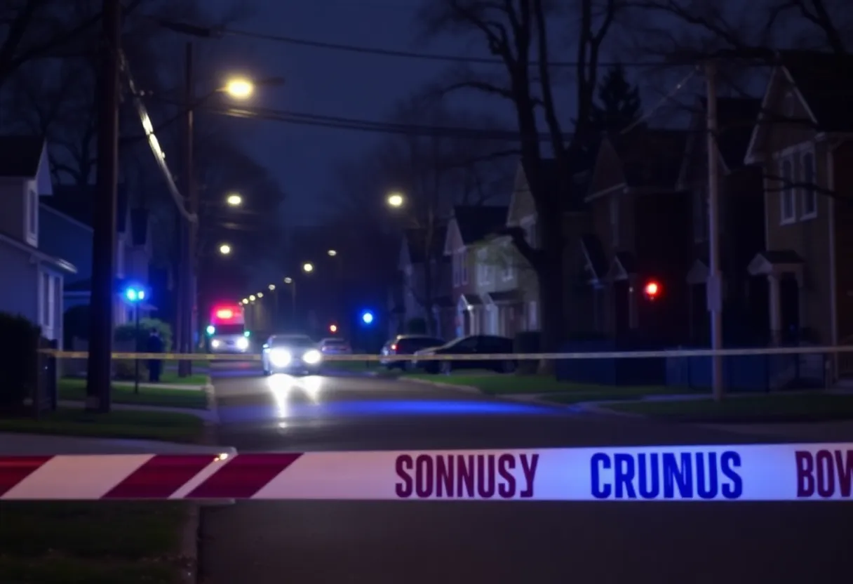 Quiet street in Clinton after a shooting incident