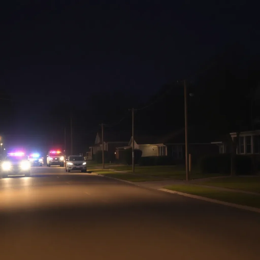 Empty street in Clinton, South Carolina at night