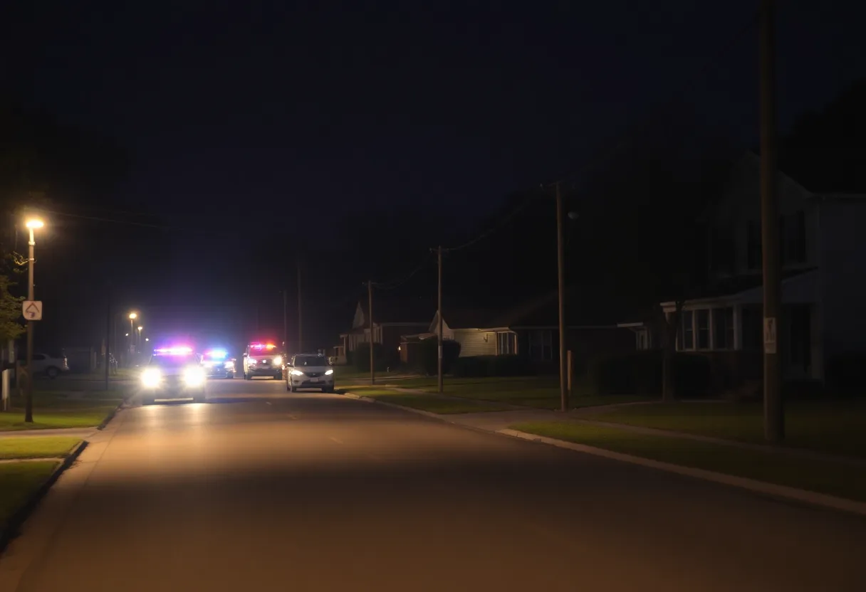 Empty street in Clinton, South Carolina at night