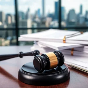 Courtroom Setting with Legal Documents