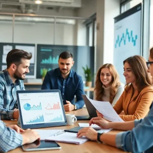 Digital marketing team analyzing customer insights for strategy development
