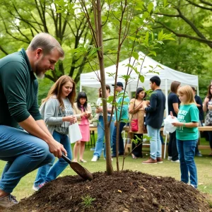 Tree planting ceremony at Presbyterian College Earth Day event