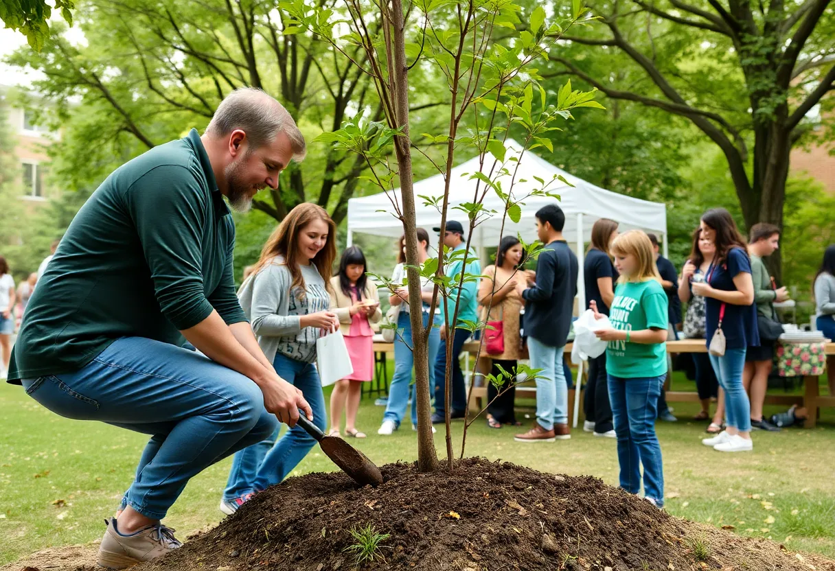 Tree planting ceremony at Presbyterian College Earth Day event