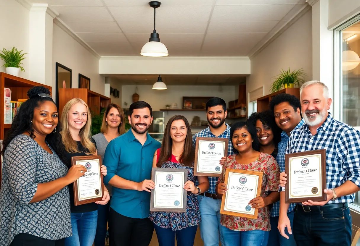 Employees at Whiteford’s of Laurens celebrating milestones.