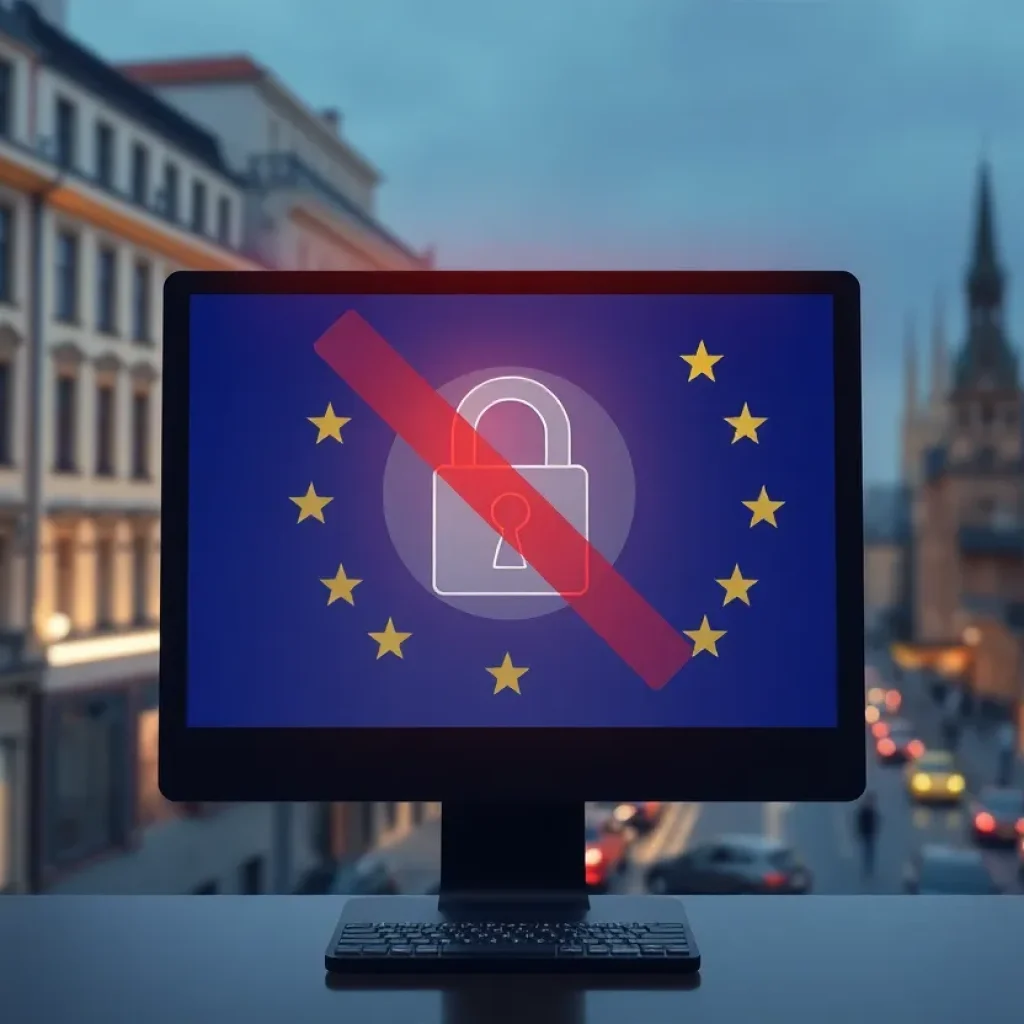 Conceptual illustration of GDPR impact on media access in Europe