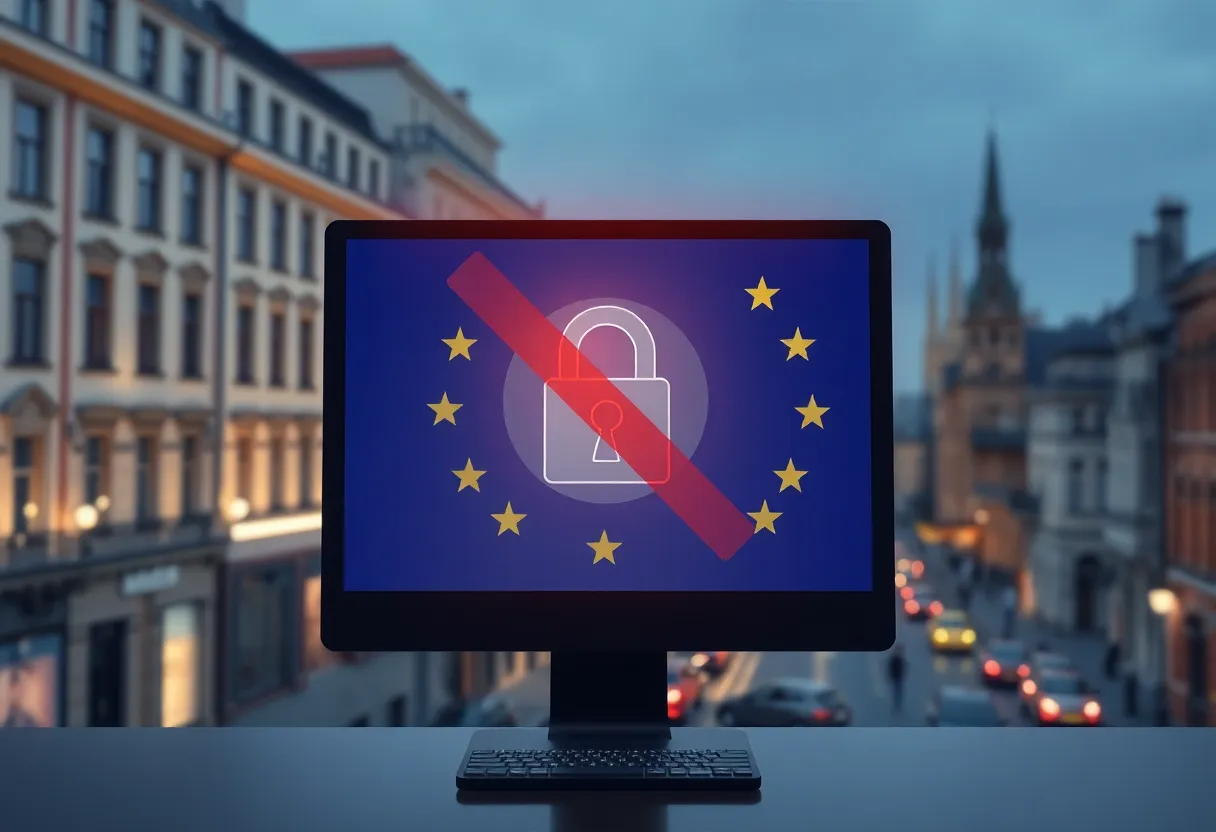 Conceptual illustration of GDPR impact on media access in Europe