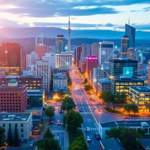 Vibrant cityscape of Greenwood representing cybersecurity opportunities