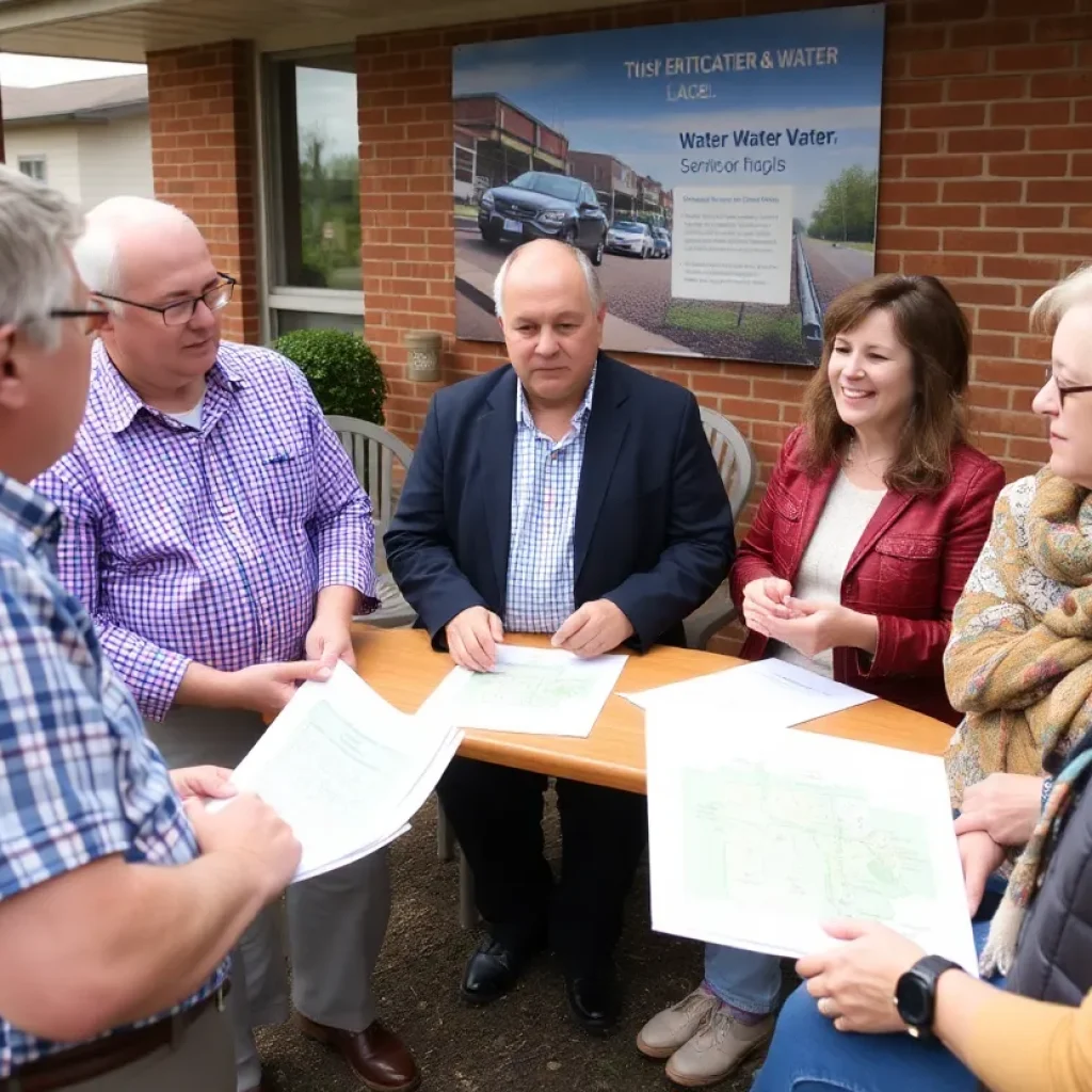 Residents participating in a community survey for local water and sewer services