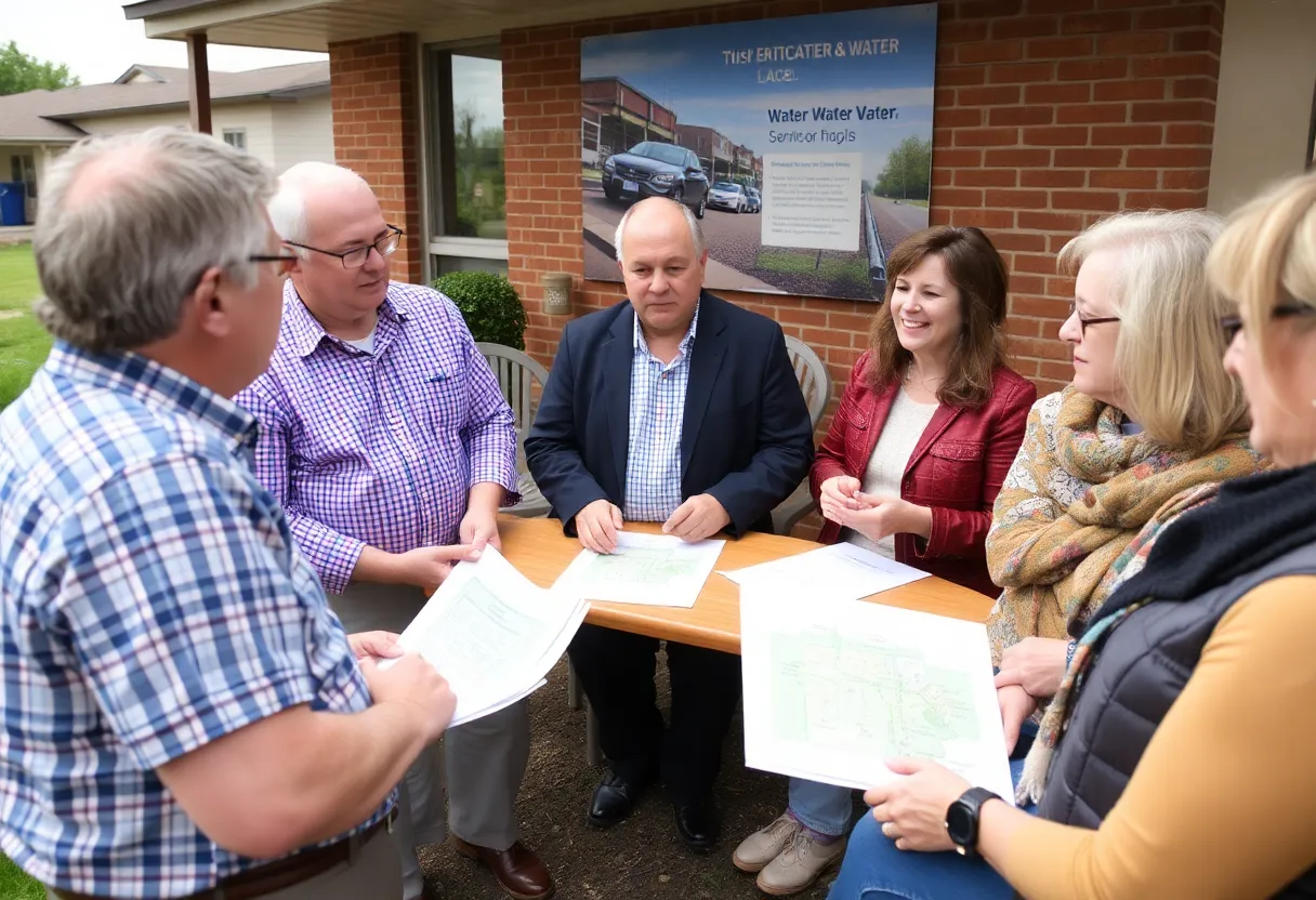 Residents participating in a community survey for local water and sewer services