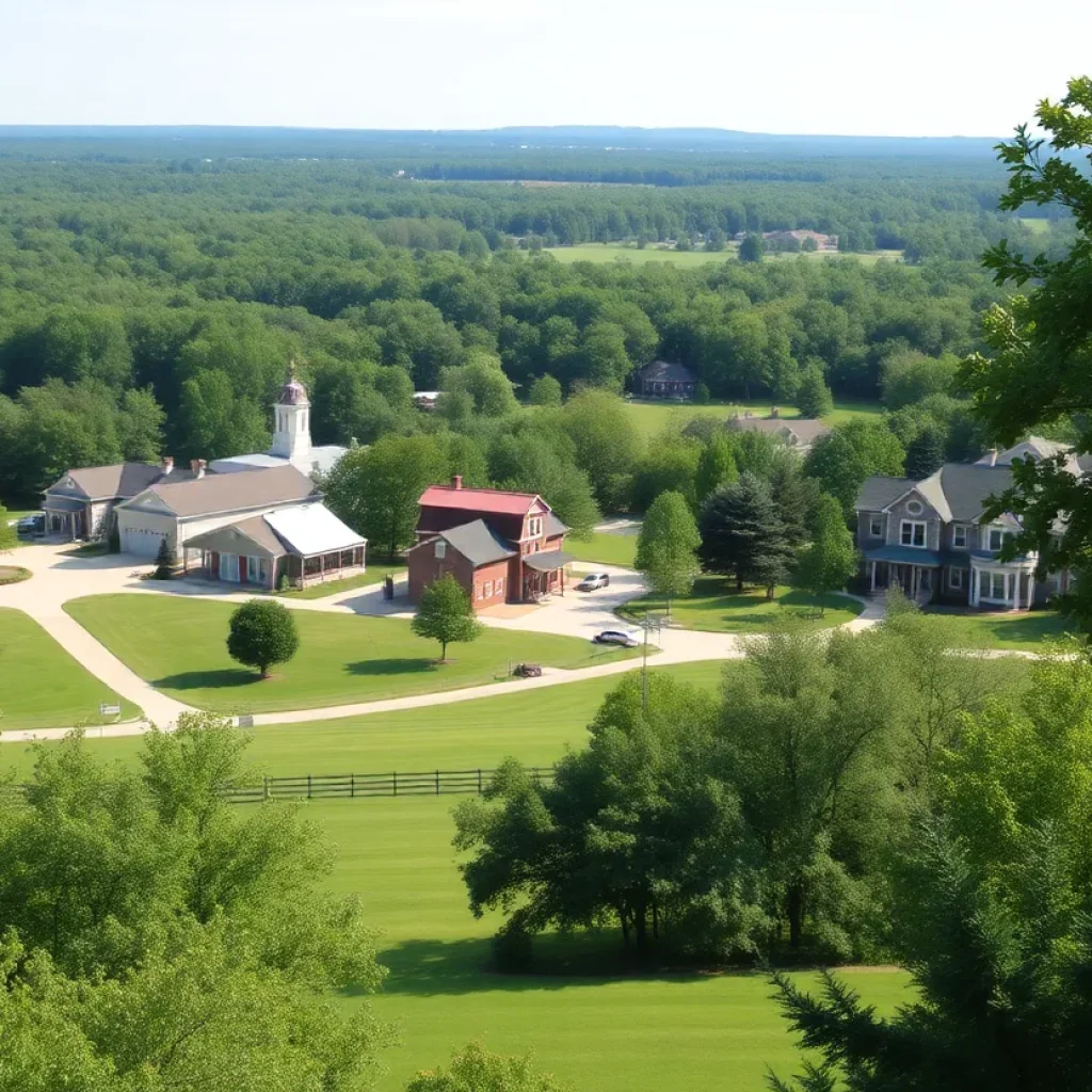 Scenic view of Laurens County highlighting community landmarks.