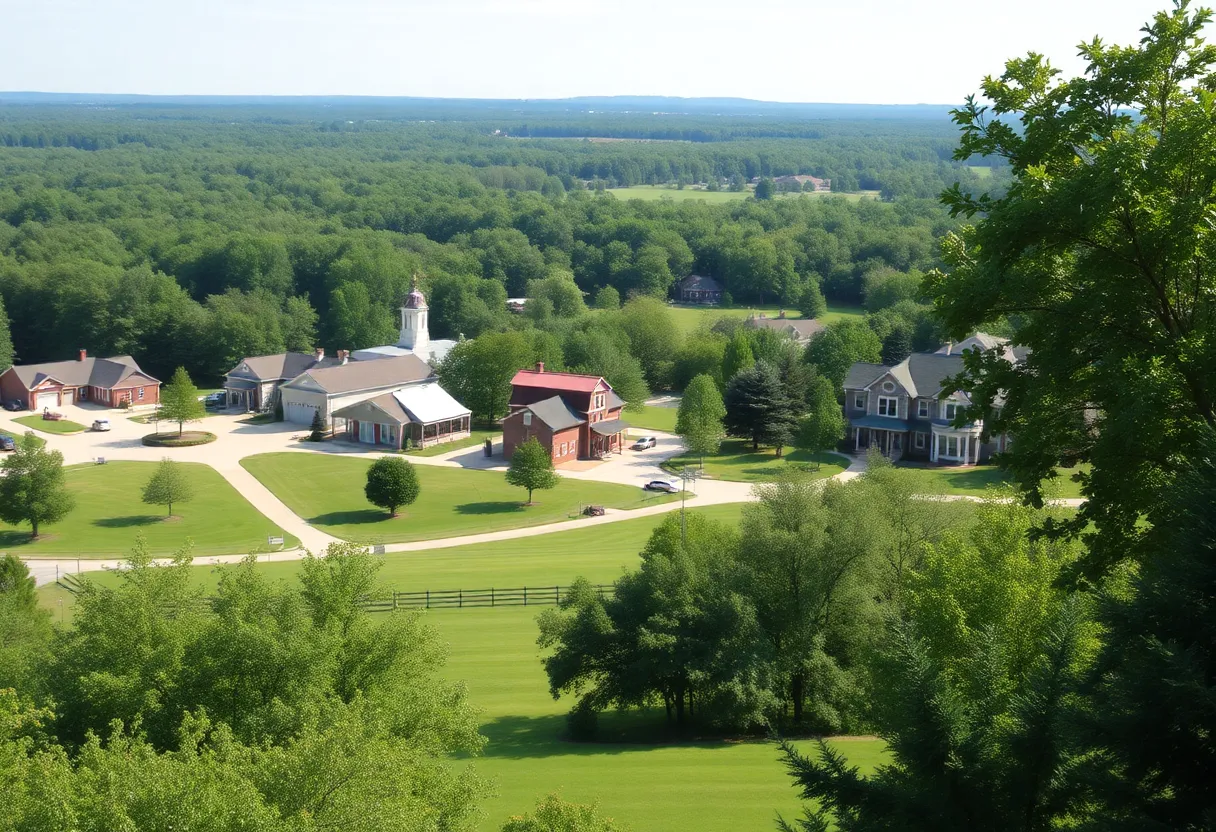 Scenic view of Laurens County highlighting community landmarks.