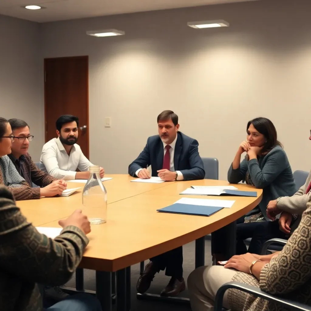 Councillors discussing local regulations during a meeting.