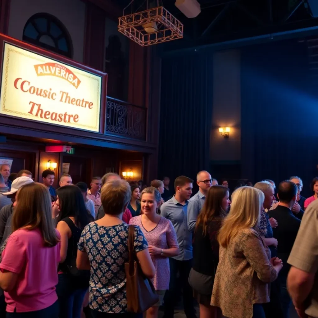Community members engaging with Executive Director candidates at a theater