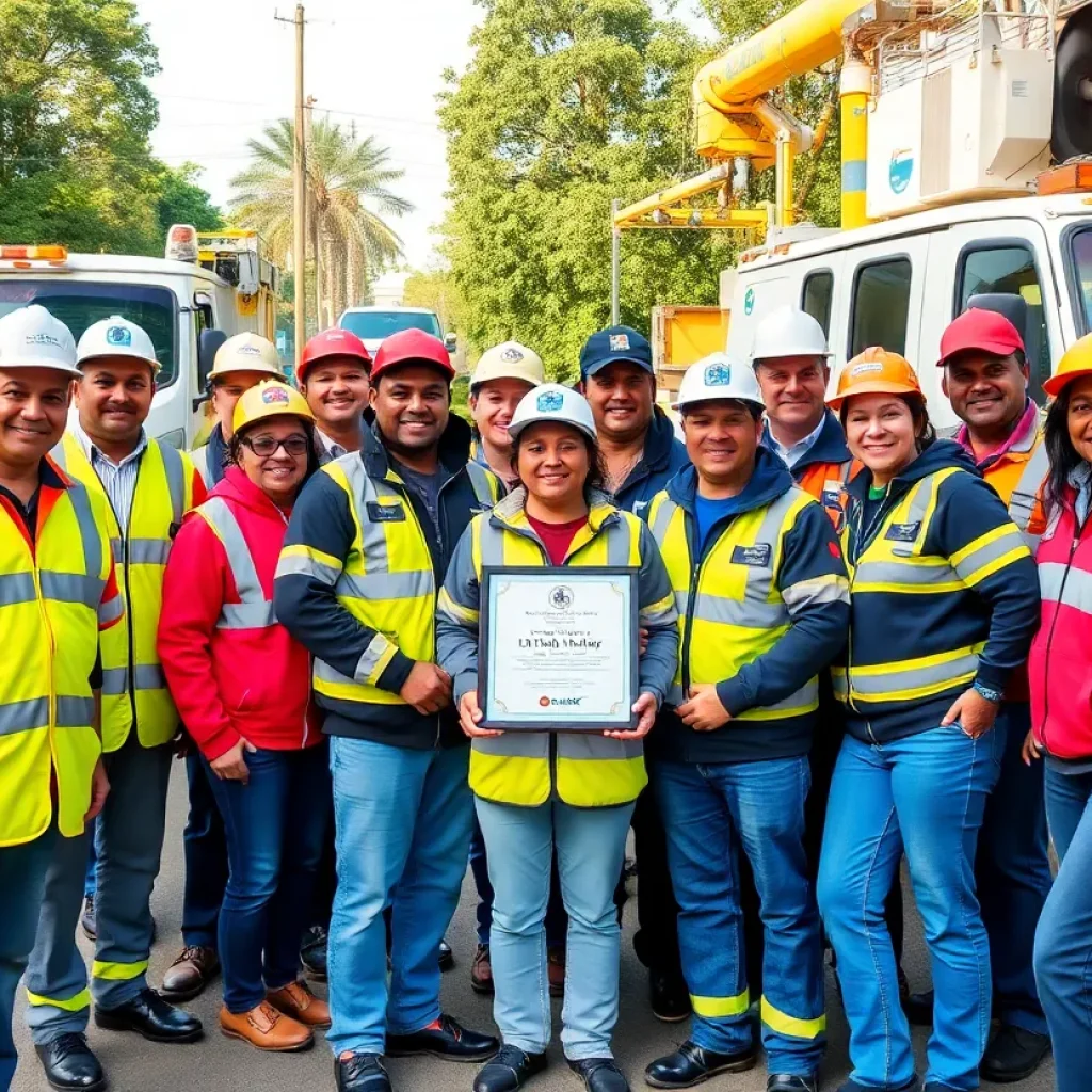 Utility workers celebrating the Safety Award