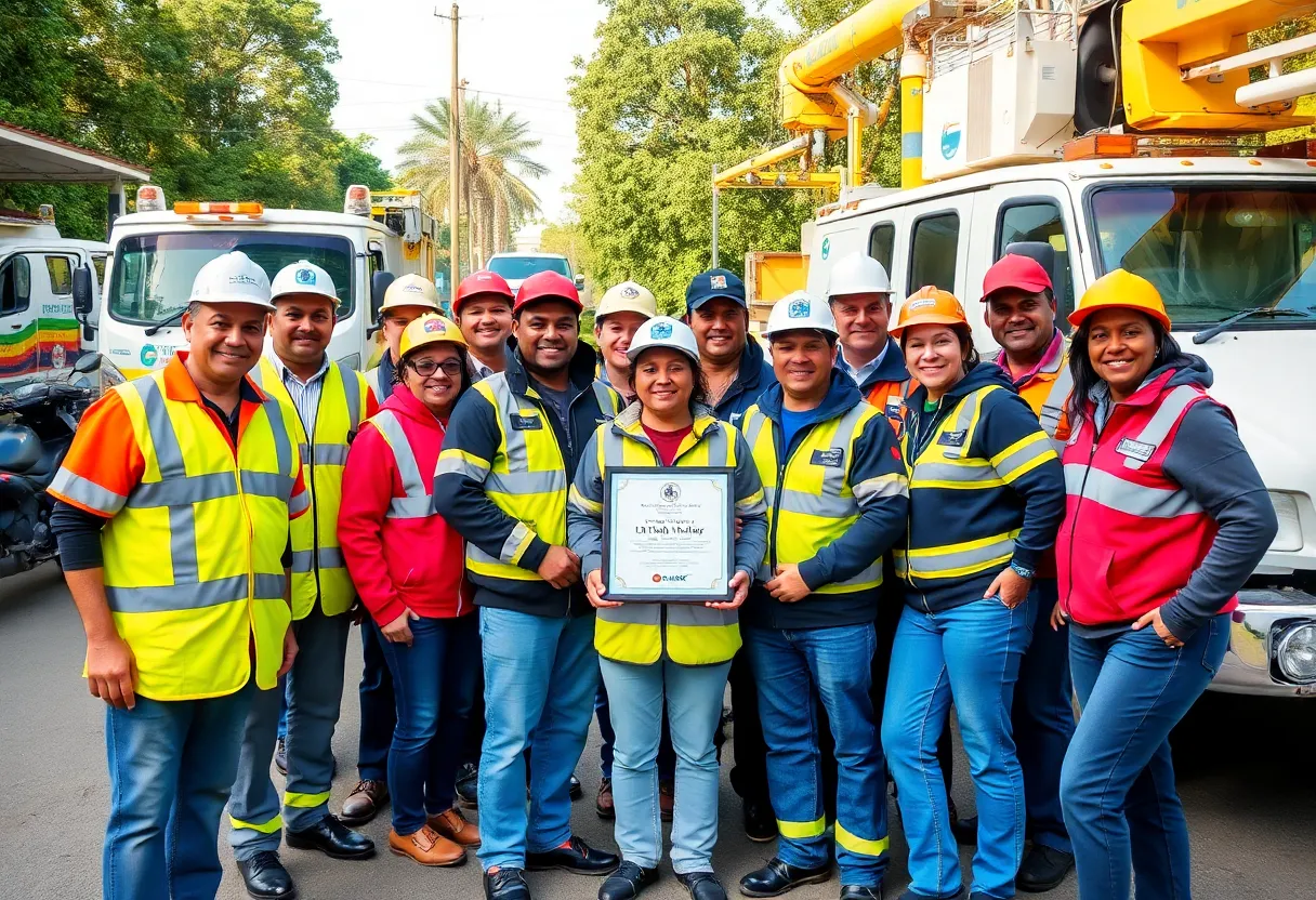 Utility workers celebrating the Safety Award